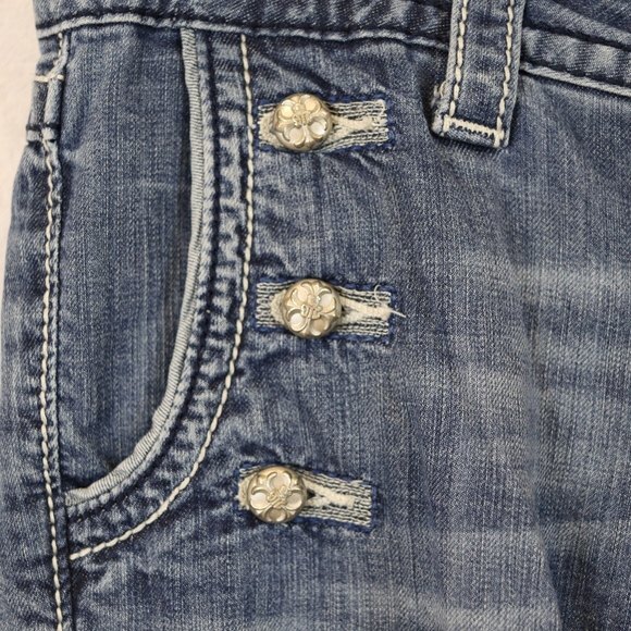 Miss Me Wide Leg Mid Rise Bling Jeans 27 JPS5148-2 MK14 Y2K Vintage Style - Picture 5 of 14